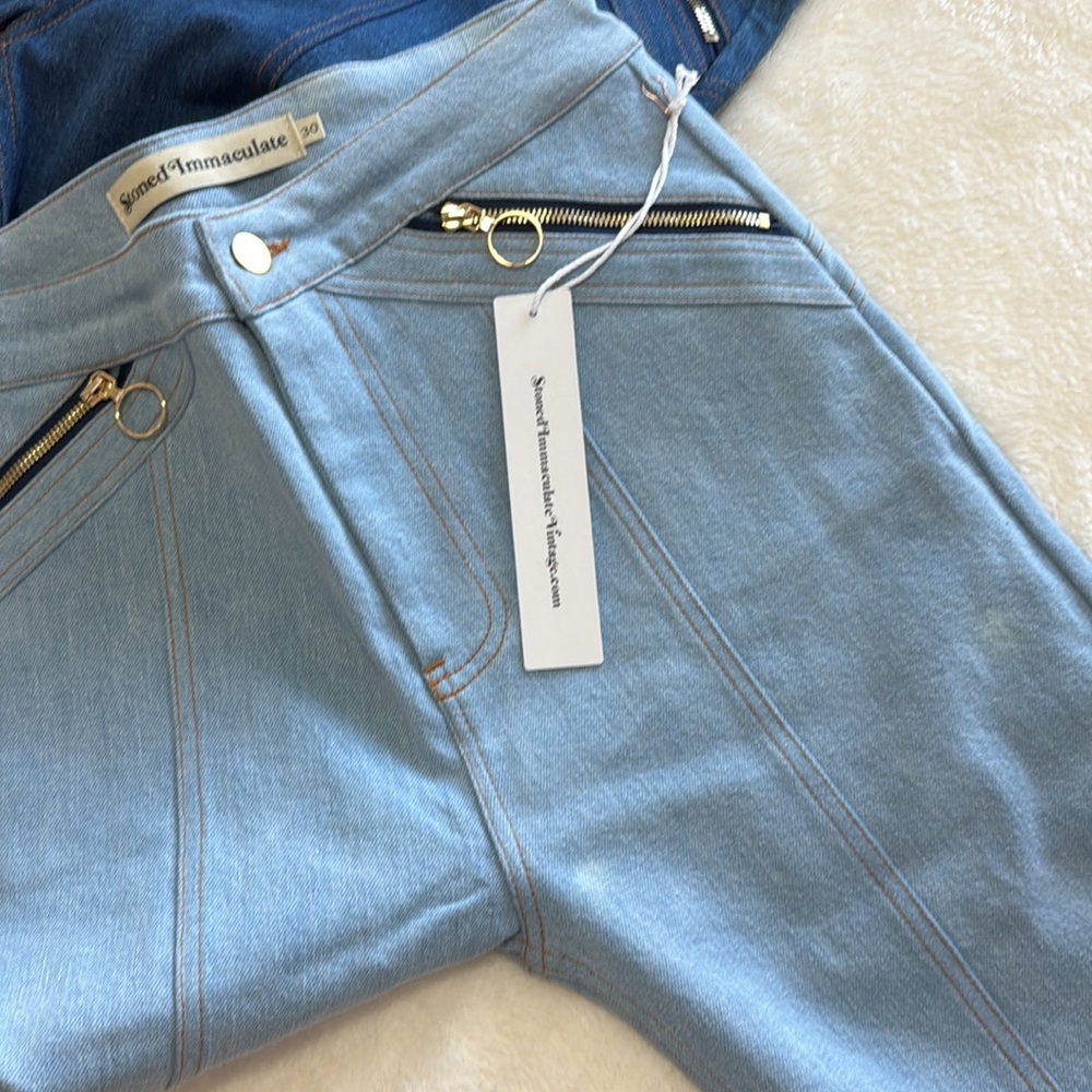 NWOT stoned immaculate side zip wide leg jeans - light denim wash (P2) - Picture 10 of 10